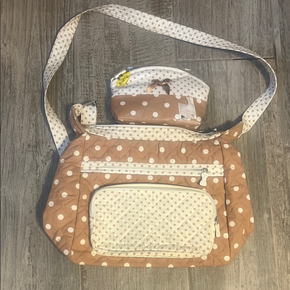 Polka Dot Tan and Cream Women's Bag Set